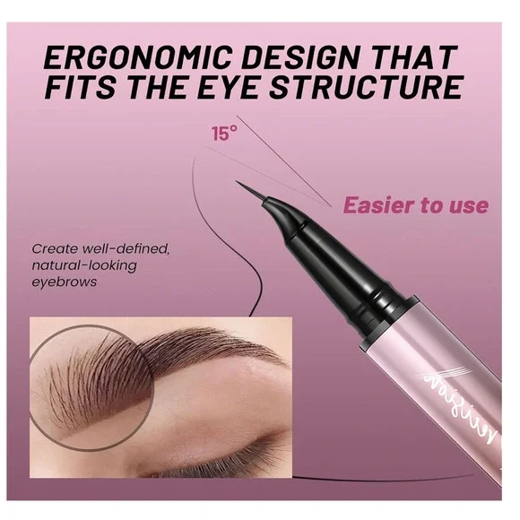 NEW Pudaier 2-in-1 Eye Scribble Curved Eyebrow Pen Eyeliner Long Lasting 2 PACK - Picture 4 of 4